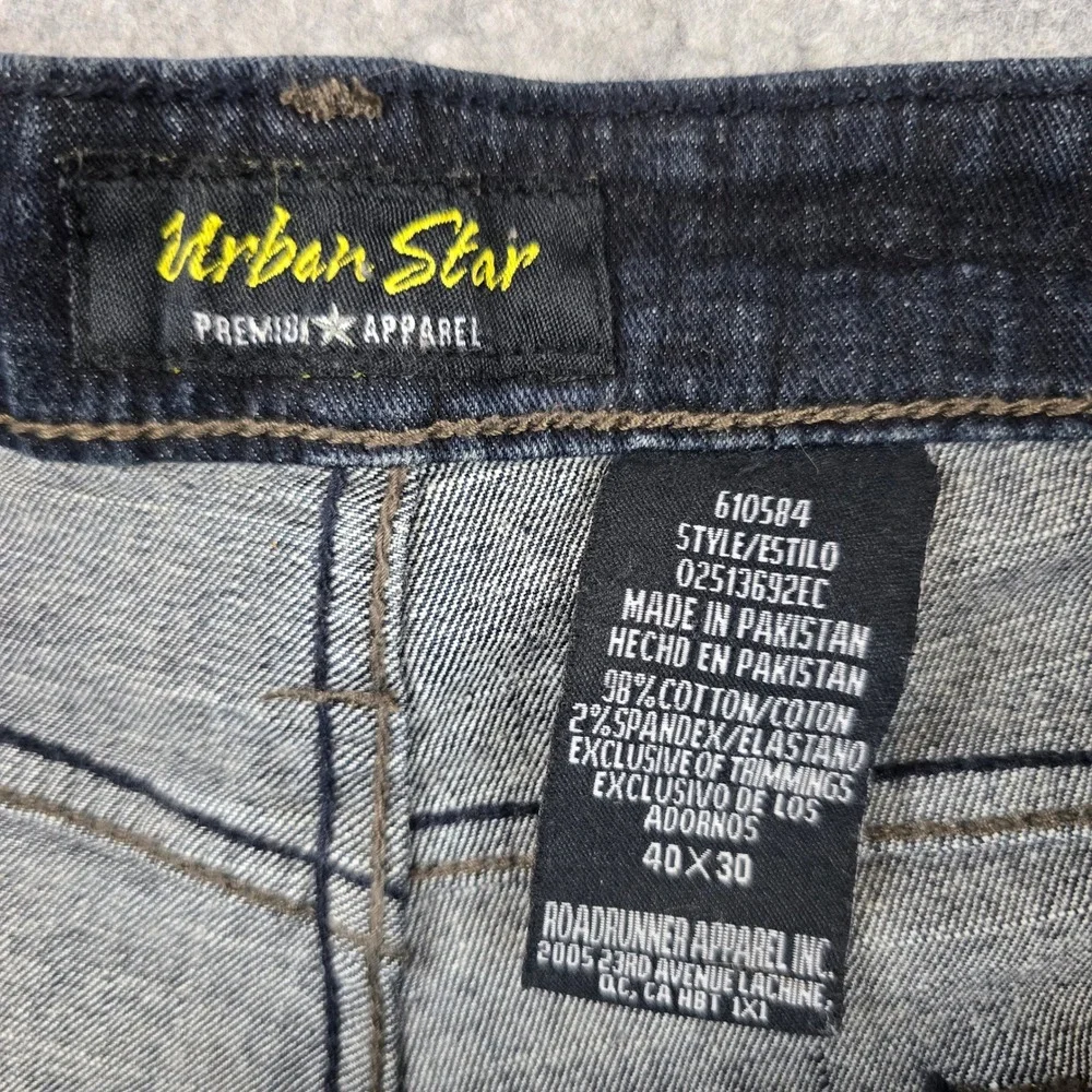 Urban Star Jeans Mens 40x30 Dark Wash‎ Straight Leg Stretch Denim